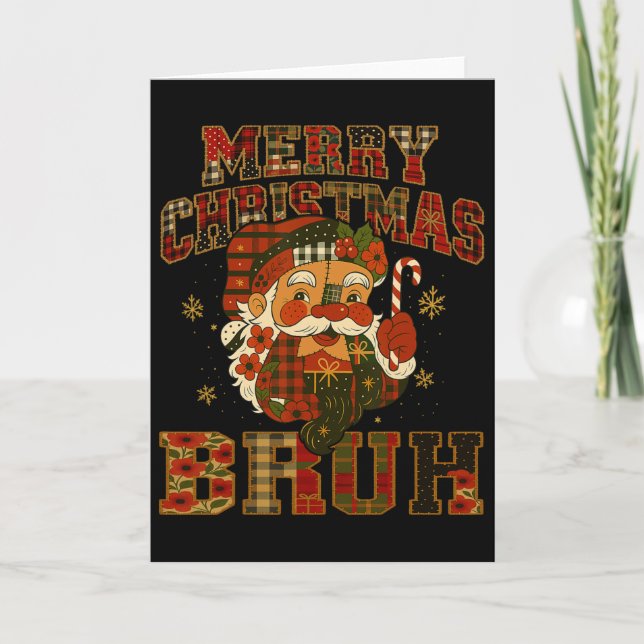 Hugvyn jul Jultomten Patchwork Merry Chris Kort (Framsida)
