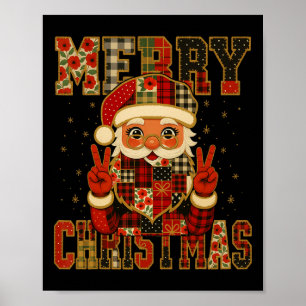 Hugvyn jul Jultomten Patchwork Merry Chris Poster