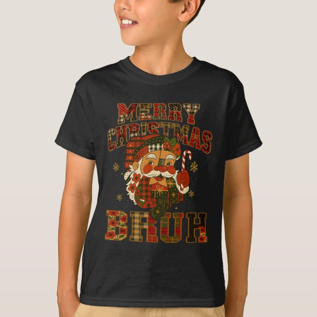 Hugvyn jul Jultomten Patchwork Merry Chris T Shirt (Framsida)
