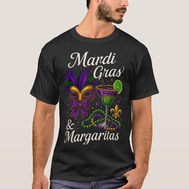 Hugvyn Mardi Gras And Margaritas Louisiana New Orl T Shirt (Framsida)