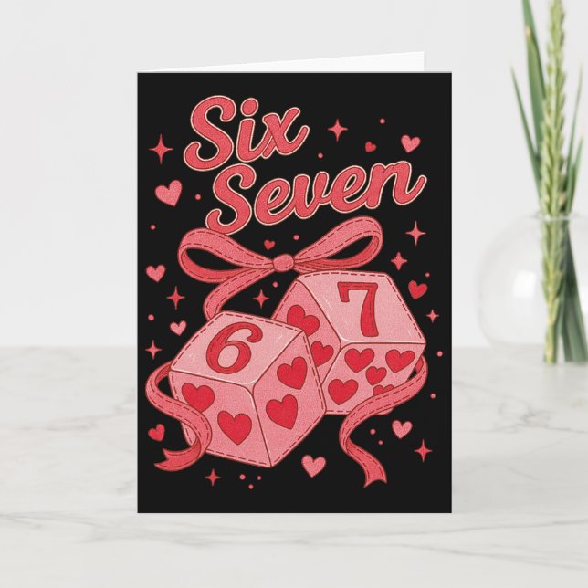 Hugvyn Sex Sju Valentine Tärningar 6 7 Körsbär Lek Kort (Framsida)