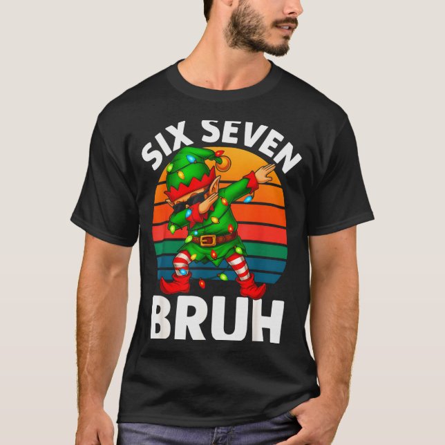 Hugvyn Six Seven 6 7 Meme Dabba Elf God Jul T Shirt (Framsida)