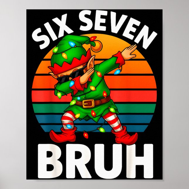 Hugvyn Six Seven 6 7 Meme Dabbing Elf Merry Christ Poster (Framsidan)