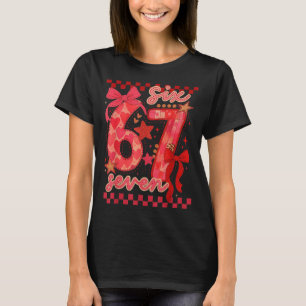 Hugvyn Six Seven Alla hjärtans dag 6 7 Meme Rutig T Shirt