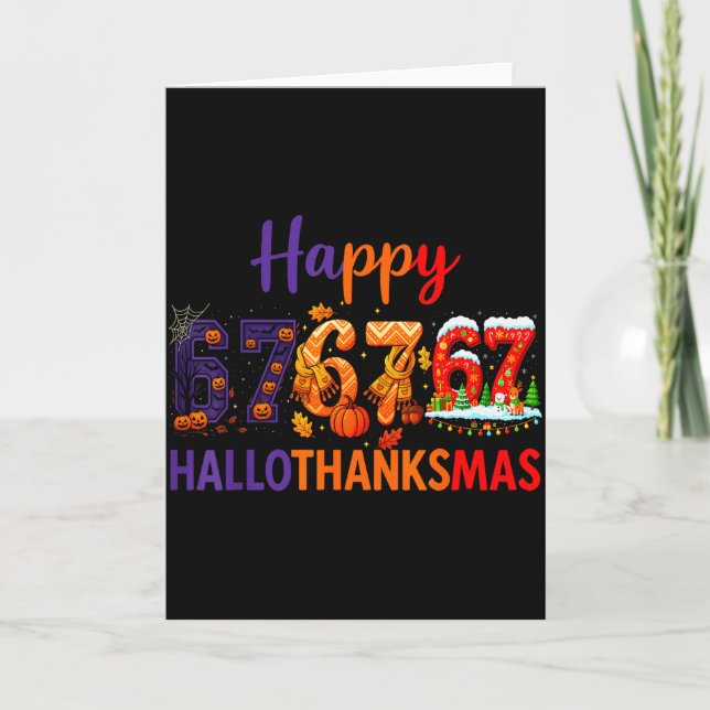 Hugvyn Six Seven Meme 67 Hallothanksmas Halloween  Kort (Framsida)