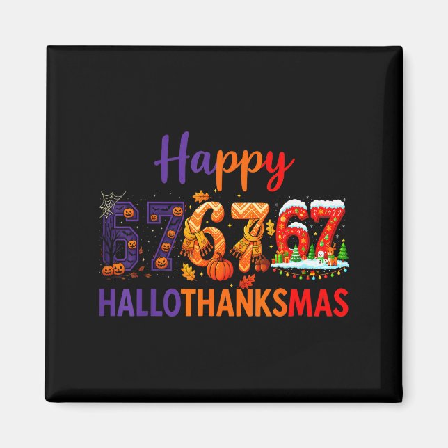Hugvyn Six Seven Meme 67 Hallothanksmas Halloween  Magnet (Framsidan)