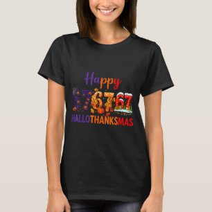 Hugvyn Six Seven Meme 67 Hallothanksmas Halloween  T Shirt