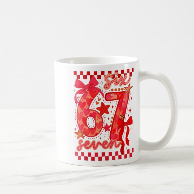 Hugvyn Six Seven Valentine 6 7 Meme Checkered Coqu Kaffemugg (Höger)