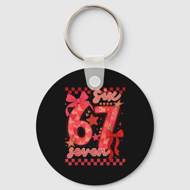 Hugvyn Six Seven Valentine 6 7 Meme Checkered Coqu Nyckelring (Framsida)