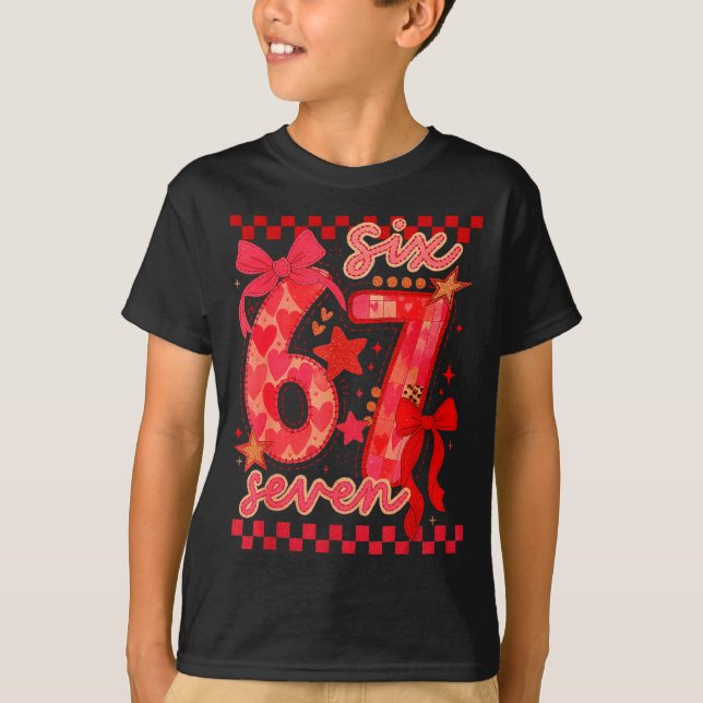 Hugvyn Six Seven Valentine 6 7 Meme Checkered Coqu T Shirt (Framsida)