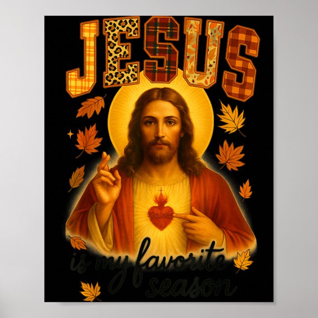 Hugvyn Thanksgiving Jesus är min favorit säsong hö Poster (Framsidan)