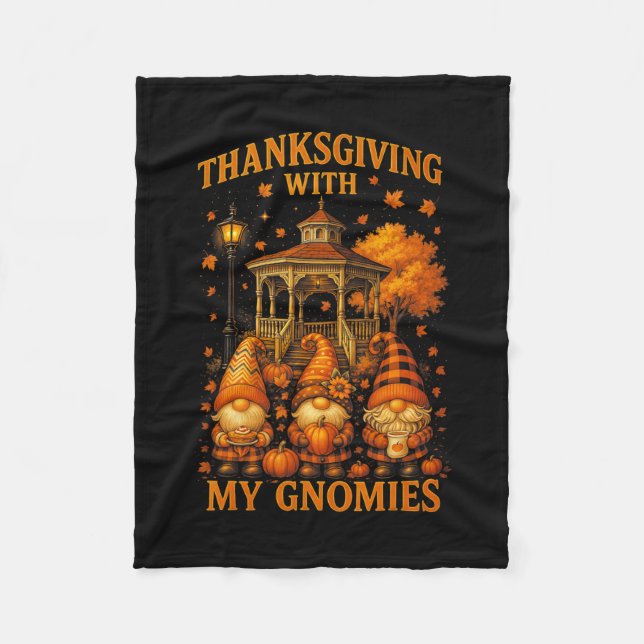 Hugvyn Thanksgiving med mina Gnomies Höst Autumn G Fleecefilt (Framsidan)