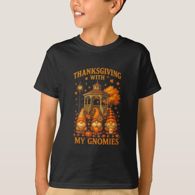 Hugvyn Thanksgiving With My Gnomies Fall Autumn Gn T Shirt (Framsida)