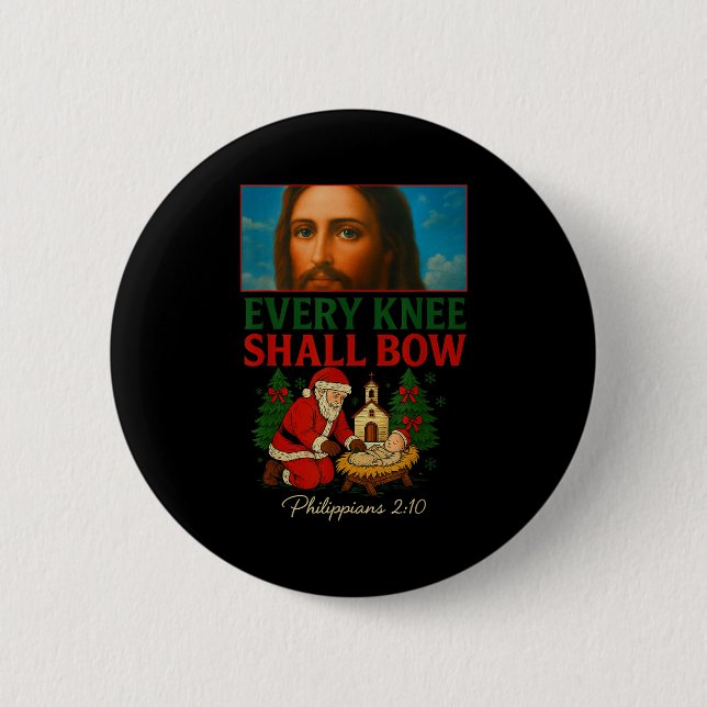 Hugvyn Var Knä Skall Buga Santa Jesus Födelse C Knapp (Framsida)