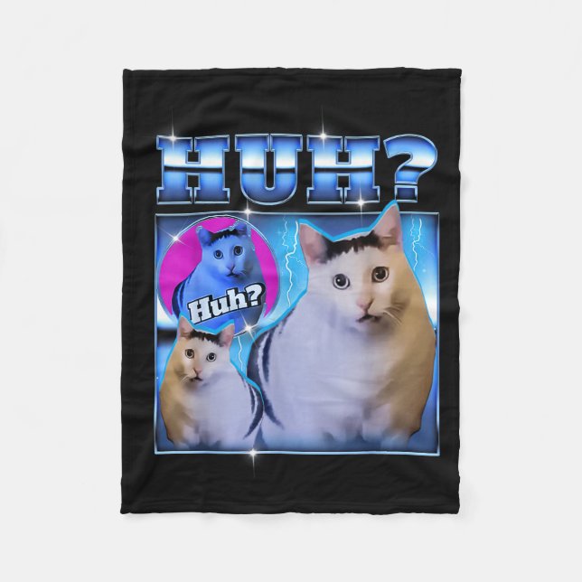 Huh Cat Funny Cat Meme Weird Cat Bootleg  Fleecefilt (Framsidan)