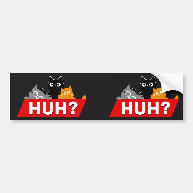 "Huh?" Dumma Flerfärgade Tecknade Katter Meme Bildekal (Framsidan)