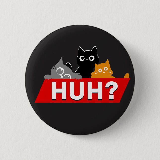"Huh?" Dumma Flerfärgade Tecknade Katter Meme Knapp (Framsida)