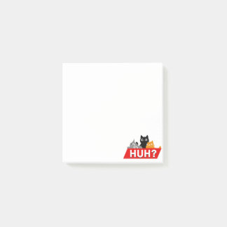 "Huh?" Dumma Flerfärgade Tecknade Katter Meme Post-it Block