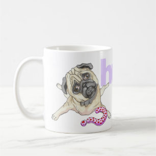 "HUH" Huvudets upptinade Pug-kaffe Mugg