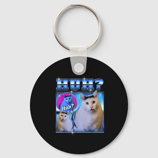 Huh Katt Rolig Katt Meme Konstig Katt Bootleg  Nyckelring (Framsida)