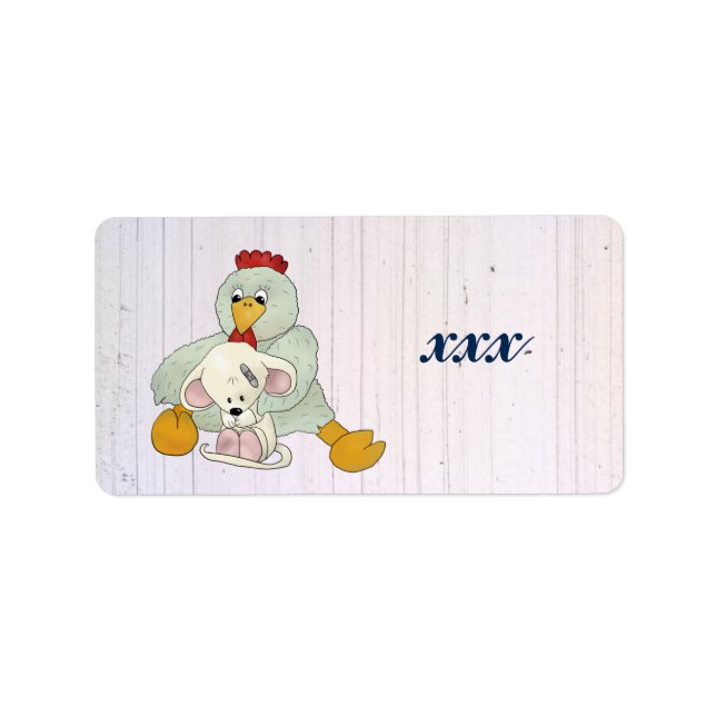 Huhn und Maus personalisiert Adressetikett (Framsidan)
