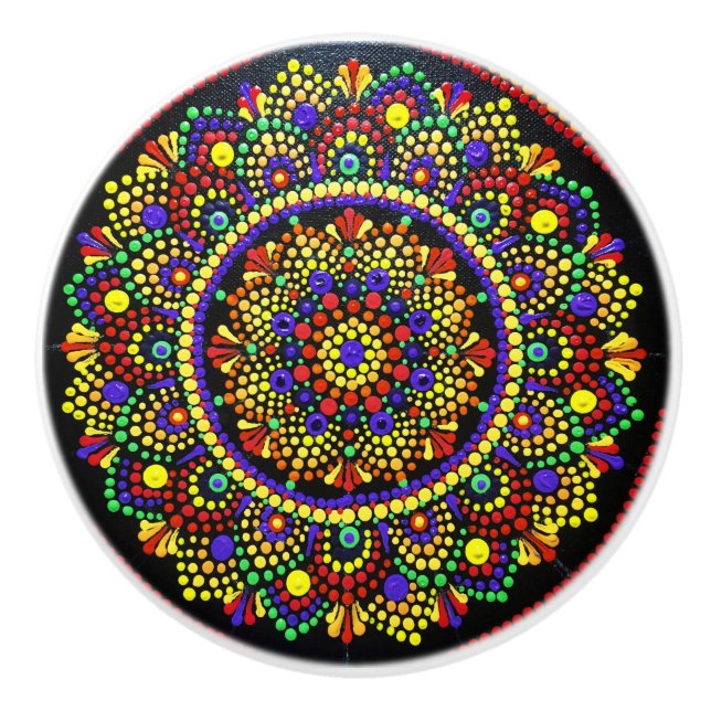 Huichol Ceramic Knob Knopp (Framsidan)