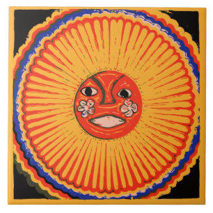 Huichol indiankonst, solen kakelplatta
