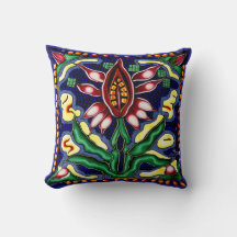 Huichol mexican stil lily dekorativ kudde