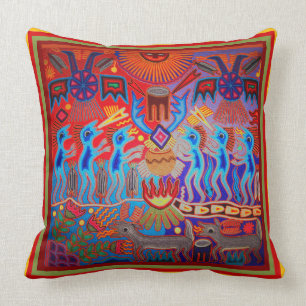 Huichol Schaman Ritual Kuddöverkast Kudde