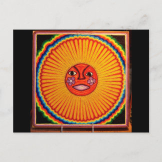 Huichol String Art Sol mexikansk folkart Vykort