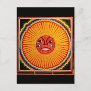 Huichol String Art Sol mexikansk folkart Vykort