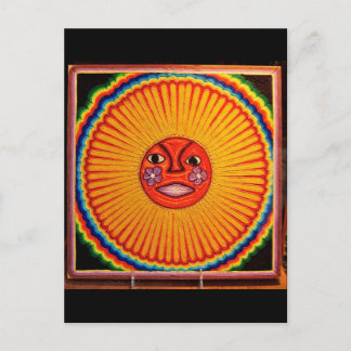 Huichol String Art Sol mexikansk folkart Vykort