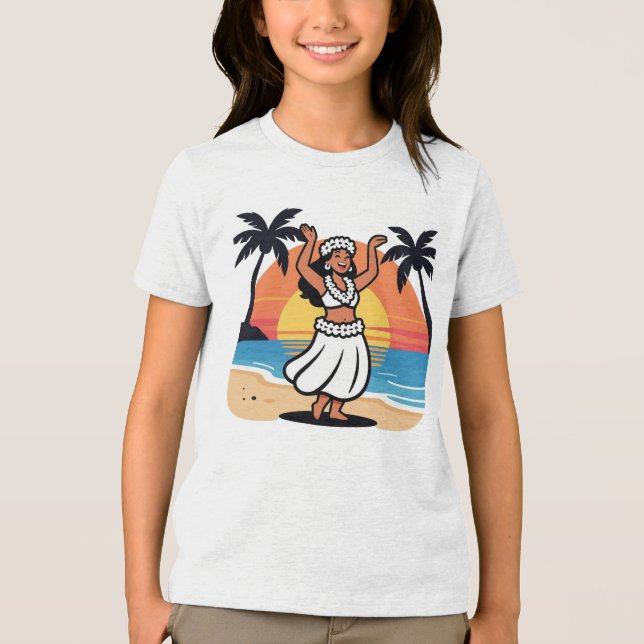 Hula dance beach party sunset tropical island art t shirt (Framsida)