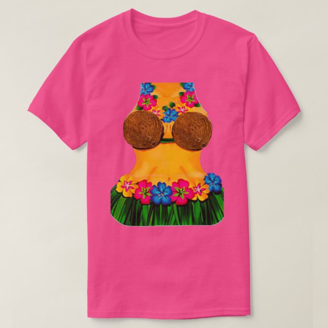 Hula Dancer Body Lei Flowers Coconut Grass Skirt T Shirt (Design framsida)
