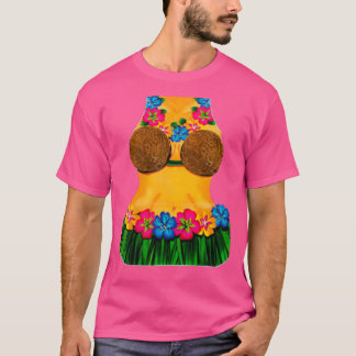 Hula Dancer Body Lei Flowers Coconut Grass Skirt T Shirt