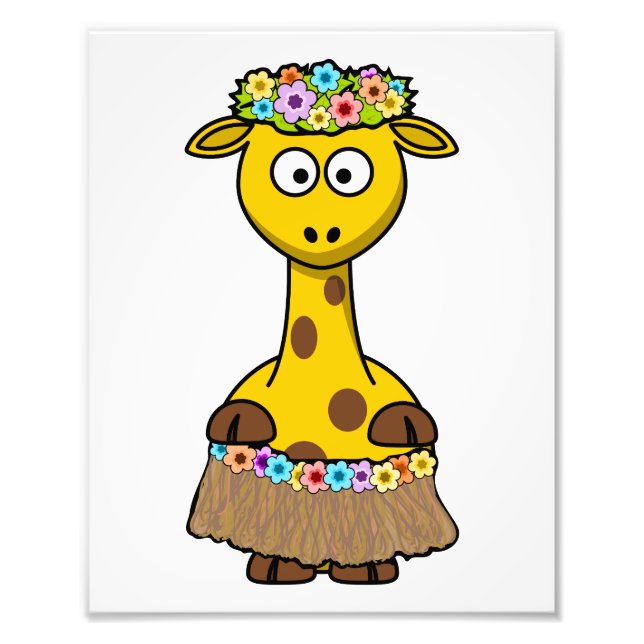 Hula Dancer Giraffe Tecknad Fototryck (Framsidan)