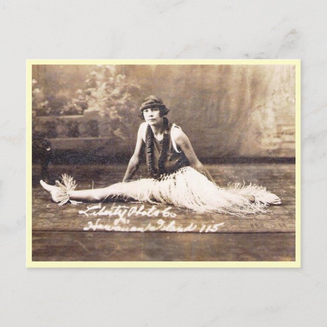 Hula Dancer, Hawaii Vintage Vykort (Framsida)