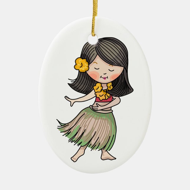 Hula Dancer Julgransprydnad Keramik (Framsidan)