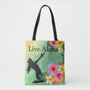 Hula Dancer Live Aloha Tropical Flowers Tygkasse
