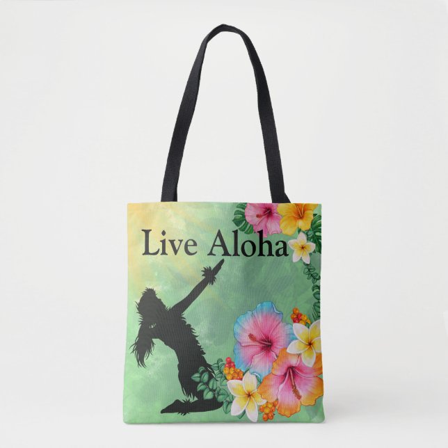 Hula Dancer Live Aloha Tropical Flowers Tygkasse (Framsida)