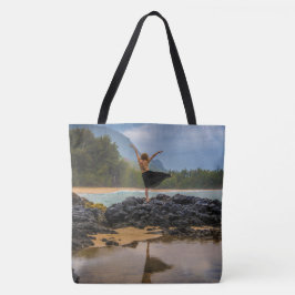 Hula Dancer Lumaha'i Beach, Hawaiian Beach Bag Tygkasse