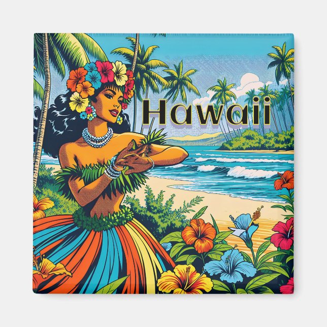 Hula Dancer på Hawaiianska öarna Magnet (Framsidan)