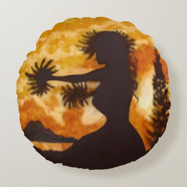 Hula Dancer Rund Kudde (Framsidan)