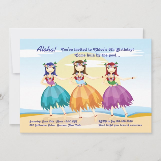 Hula Dancers-inbjudan Inbjudningar (Framsida)