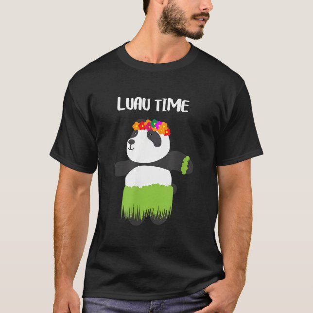 Hula Dansande Panda Hawaiiansk Luau T Shirt (Framsida)