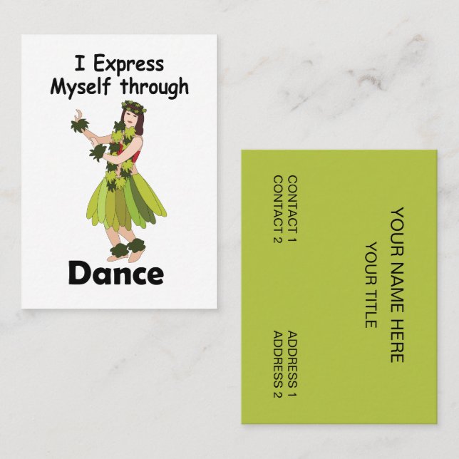 Hula Dansare Flicka Dansinstruktör Visitkort (Fram/baksida)