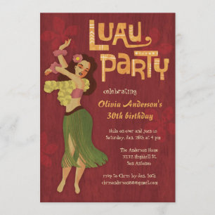 Hula flicka Hawaiian Luau-inbjudningar Inbjudningar