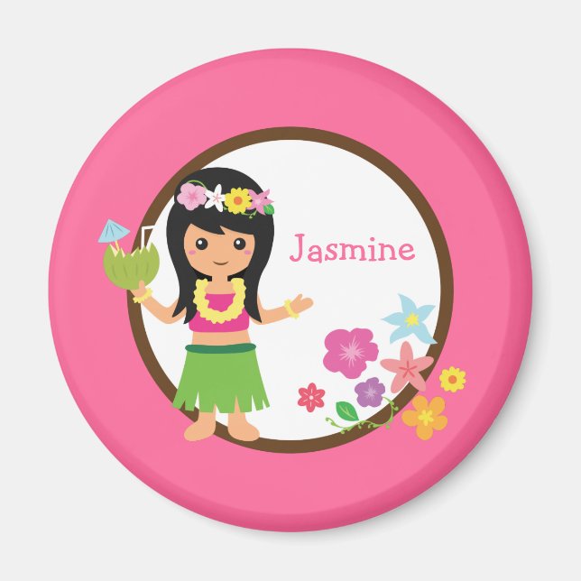 Hula-flicka Luau-tema Födelsedagspresenter Magnet (Framsidan)