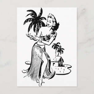 Hula flicka vykort