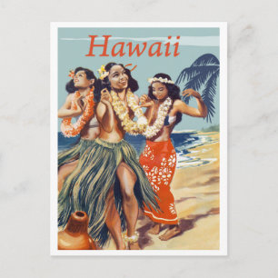 Hula-flickor på Hawaiis strand Vykort